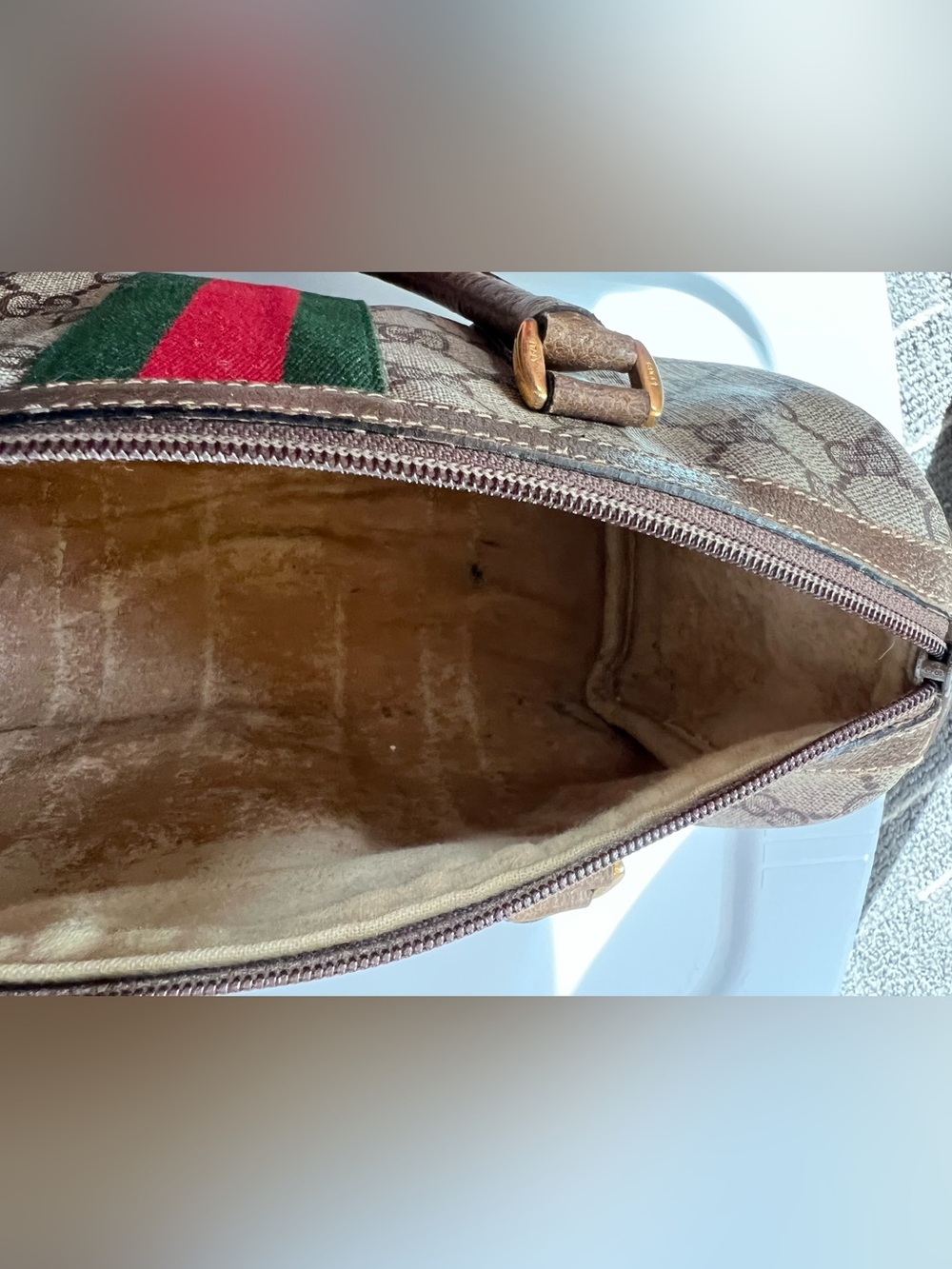 GUCCI vintage satchel doctor bag Monogram GG print purse authentic 1977-1980 - Picture 14 of 16